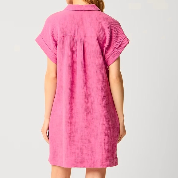 EUC J. Crew Gauze Popover Dress Pink Size Large - Picture 3 of 10